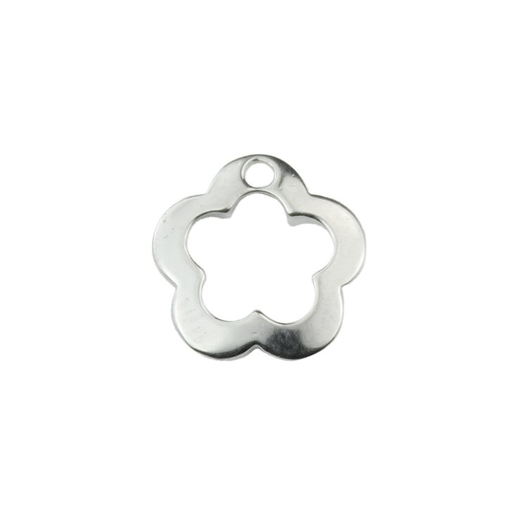 Flower Charm Pendant 9.5mm with 1mm Hole ECO Sterling Silver