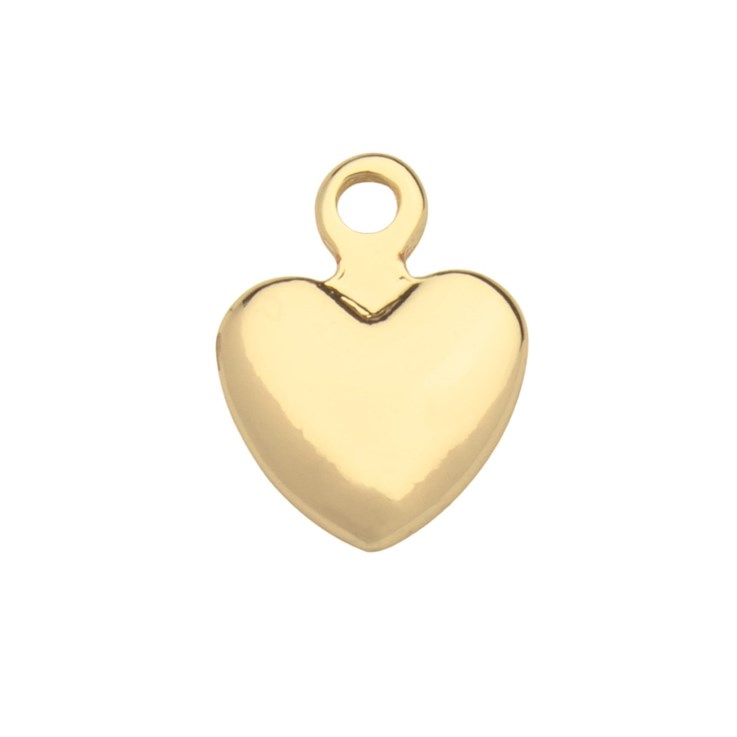 Smooth Heart Shape Charm Pendant 9mm Gold Plated