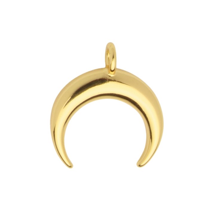 Superior Crescent Moon 13mm Charm Pendant Gold Plated