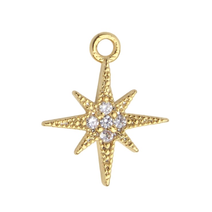 Superior Celestial Star 9.5mm Decorative CZ Charm Gold Plated