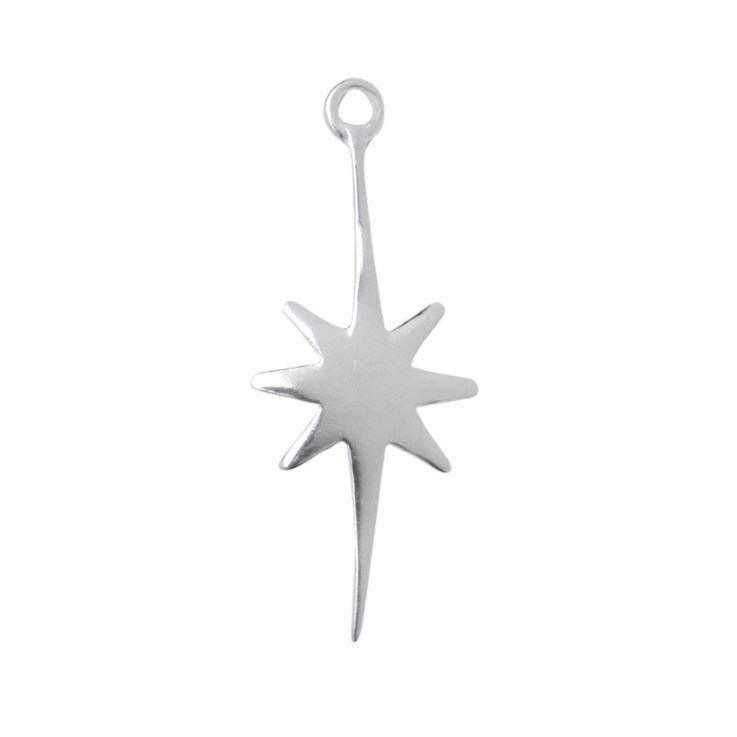 Celestial Star Shape Charm 22.5x10.1mm Sterling Silver