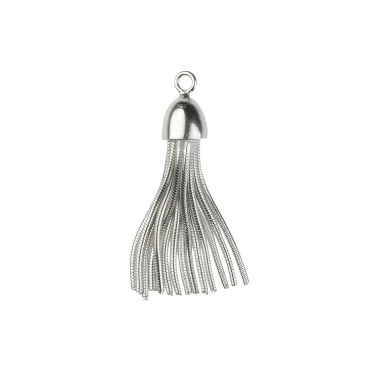 Snake Chain Tassel Charm Pendant 32mm Sterling Silver (STS)