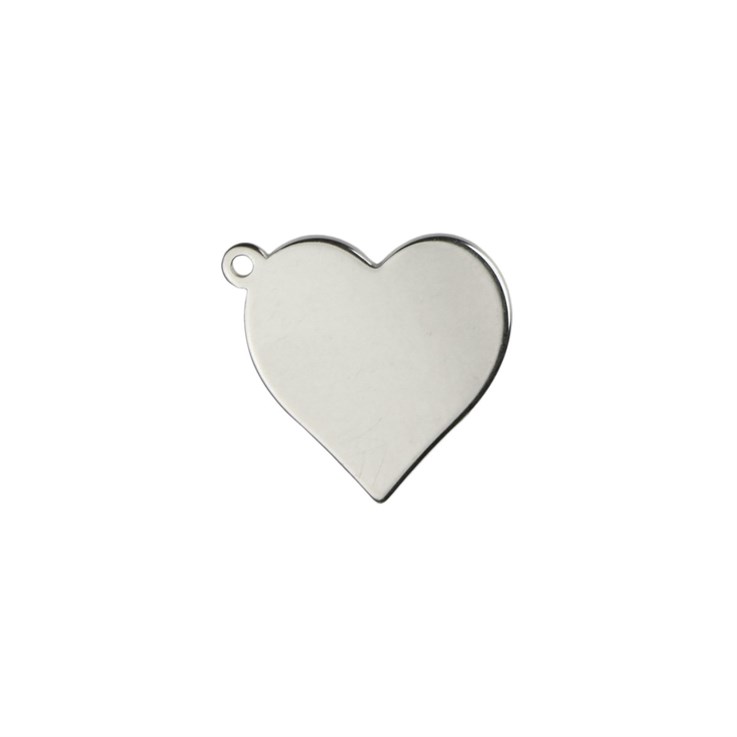 Flat Heart Shape Charm 11mm without Jump Ring Sterling Silver STS