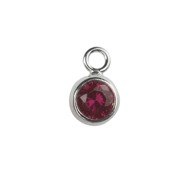 Tourmaline 4mm CZ Crystal in  5mm Sterling Silver Charm - Birthstone October