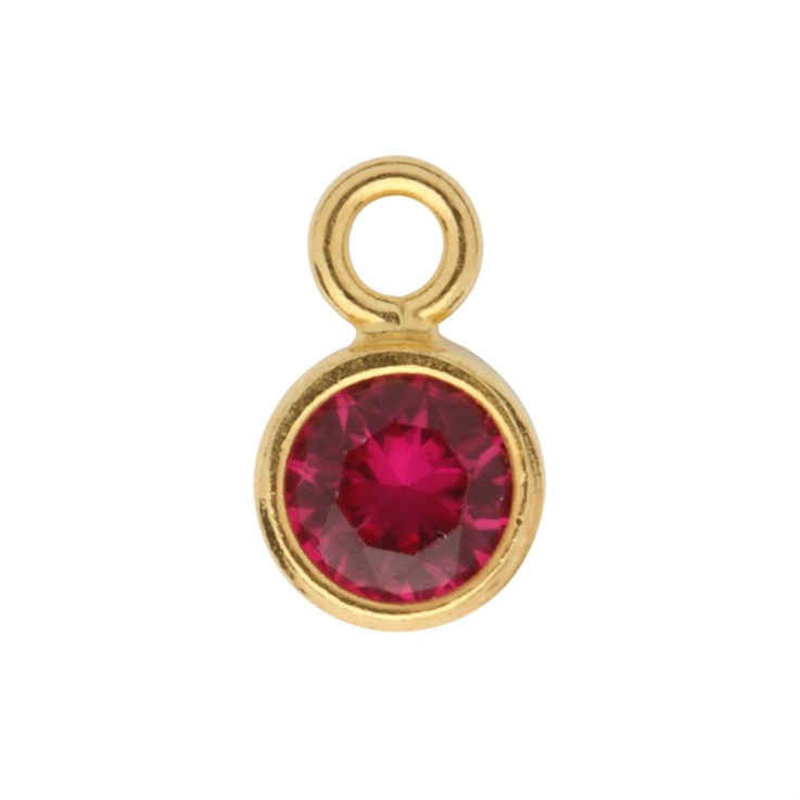 Tourmaline 4mm CZ Crystal in 5mm Gold Plated Sterling Silver Vermeil Charm - Birthstone October