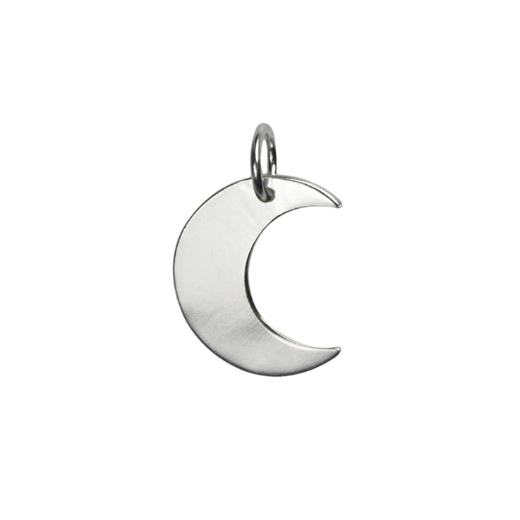 Smooth Shiny Crescent Moon Pendant 18mm Sterling Silver (STS)