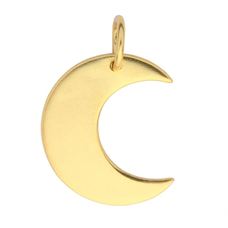Smooth Shiny Crescent Moon Pendant 18mm Gold Plated Sterling Silver Vermeil
