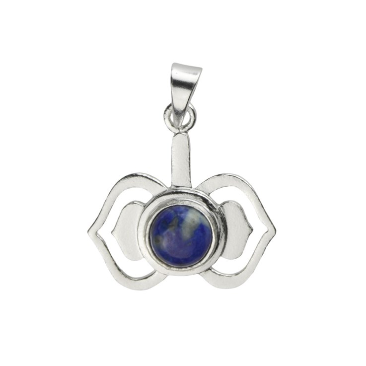 Chakra Third Eye Lapis 22mm Pendant with 7x4mm Bail  Sterling Silver STS