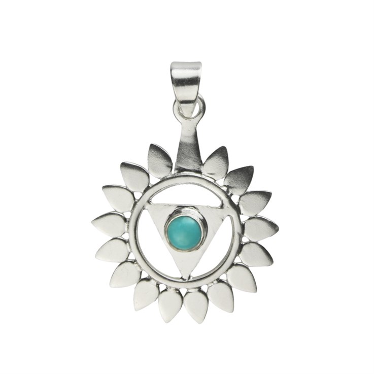 Chakra Throat Turquoise 22mm Pendant with 7x4mm Bail Sterling Silver STS