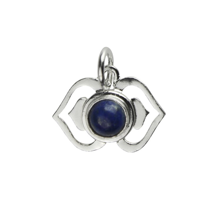 Chakra Third Eye Lapis 12x18mm Pendant with 7mm Jump Ring Sterling Silver STS