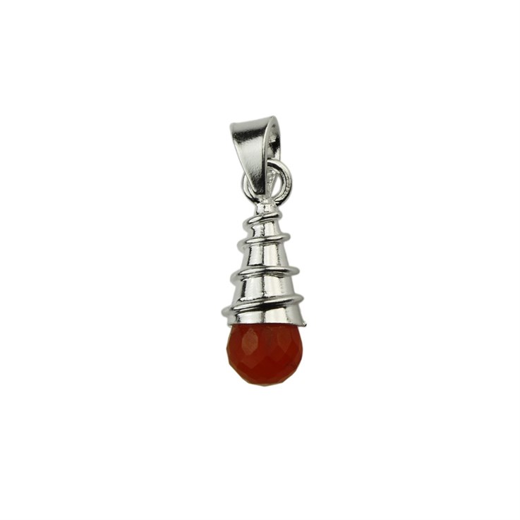 Chakra Sacral Carnelian Facet & Swirl Pendant with Bail Sterling Silver