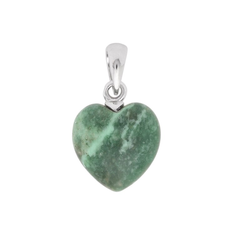 Variscite Smooth Gemstone Heart Pendant with Bail 12mm Sterling Silver