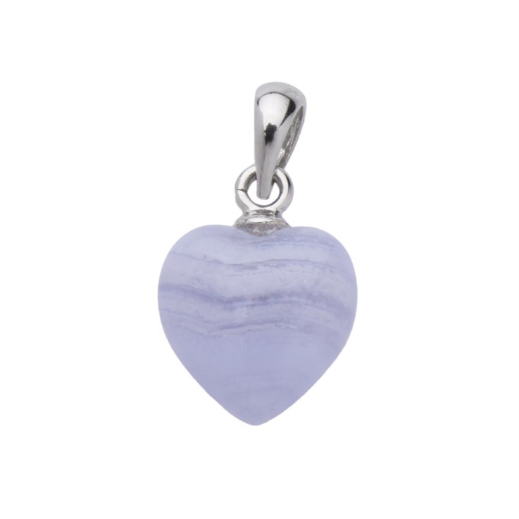Blue Lace Heart Pendant 10mm with Bail Sterling Silver