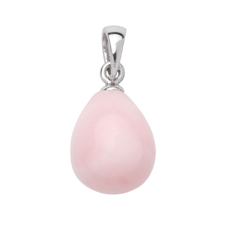 Pink Opal Pear Drop Pendant 12mm with Bail Sterling Silver
