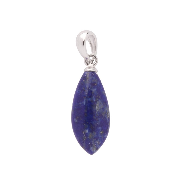 Lapis Tie Drop Pendant 18mm with Bail Sterling Silver