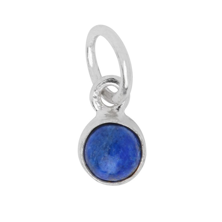 Lapis 6mm approx.Charm Pendant Sterling Silver Birthstone September