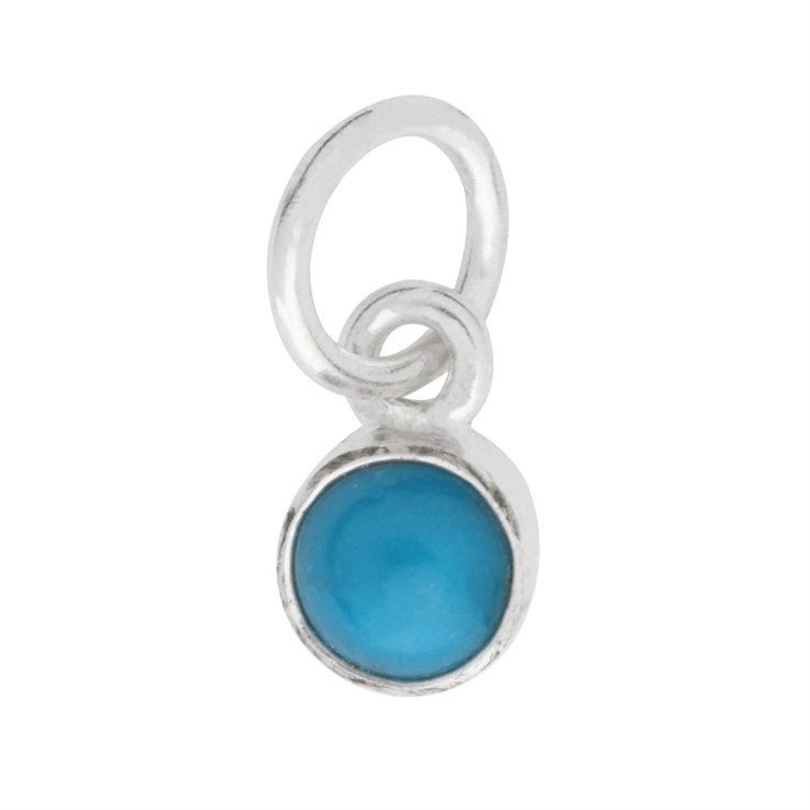 Turquoise (Nat) 6mm appx Charm Pendant Sterling Silver Birthstone December
