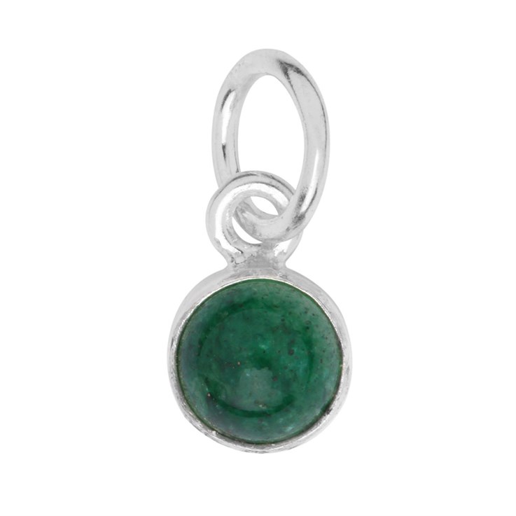 Green Aventurine 6mm approx.Charm Pendant Sterling Silver