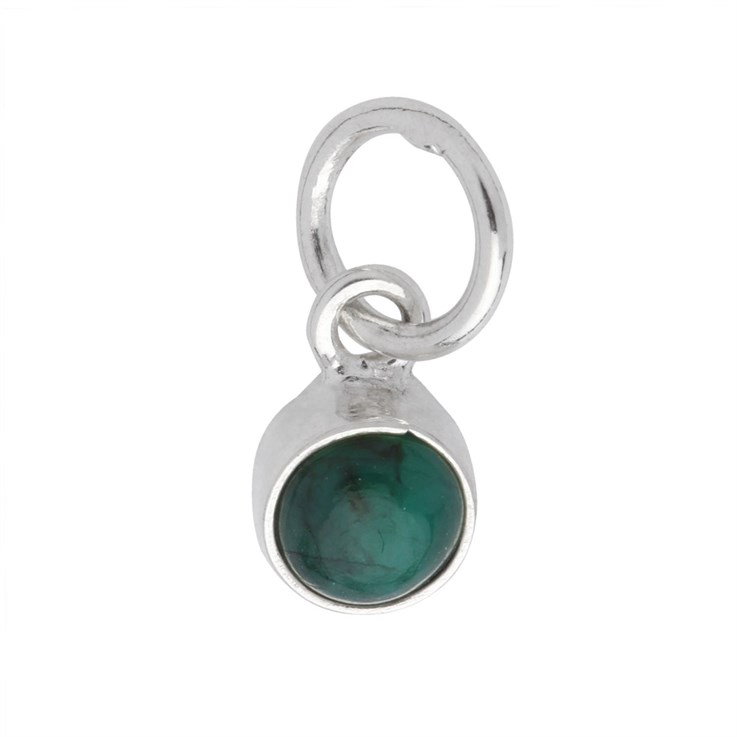 Emerald 6mm approx.Charm Pendant Sterling Silver