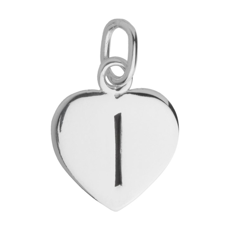 10mm Heart Initial l Charm Pendant Sterling Silver