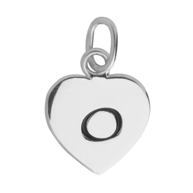 10mm Heart Initial o Charm Pendant Sterling Silver