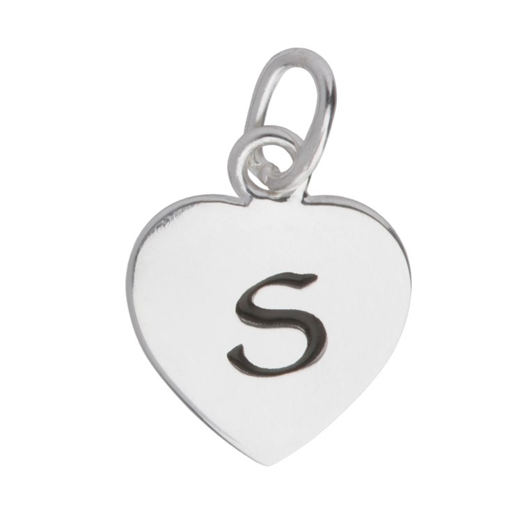10mm Heart Initial s Charm Pendant Sterling Silver