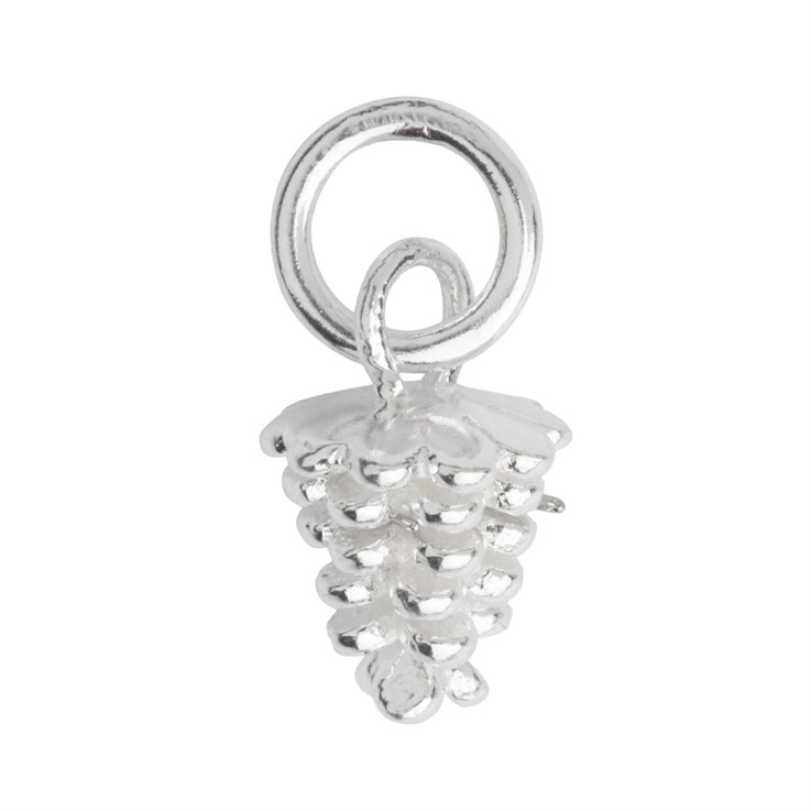 Pine Cone 12mm Charm Pendant Sterling Silver