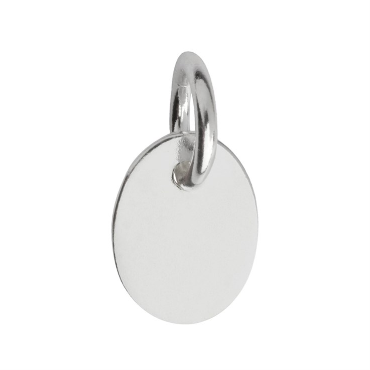 Oval Tag 10x7mm Charm Pendant Sterling Silver