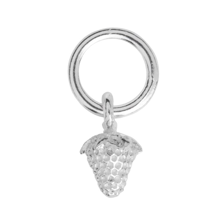 Tiny Strawberry 8mm Charm Pendant Sterling Silver