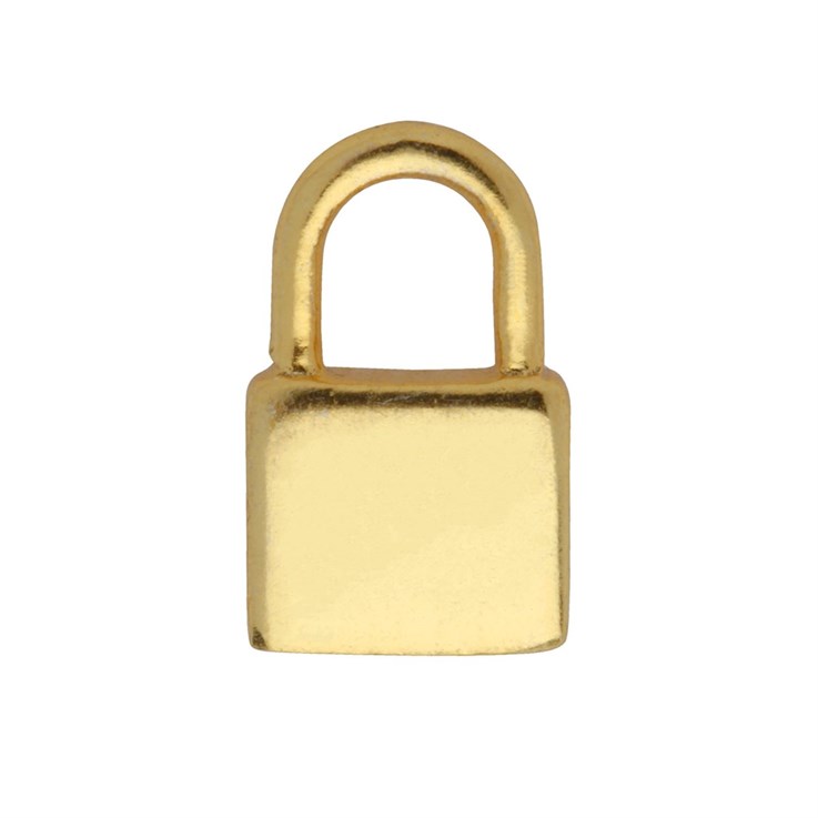 Padlock 15mm Charm Pendant Gold Plated Sterling Silver Vermeil
