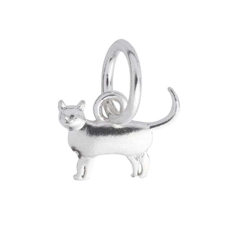 Tiny Cat 7mm Charm Pendant Sterling Silver