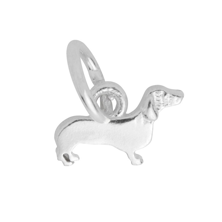 Tiny Dachshund Dog 11mm Charm Pendant Sterling Silver