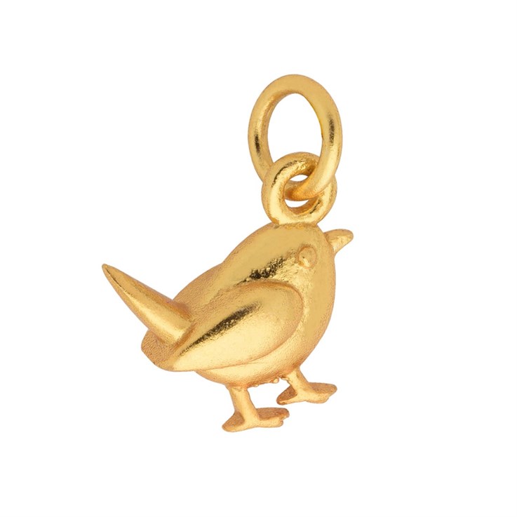 Robin 11mm Charm Pendant Gold Plated Sterling Silver Vermeil