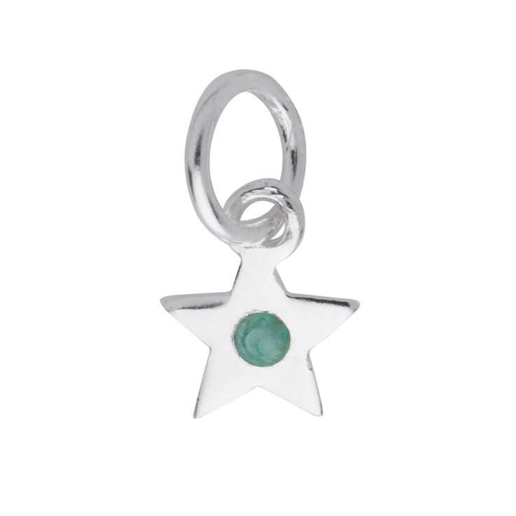 Emerald Star 8mm Charm Pendant Sterling Silver
