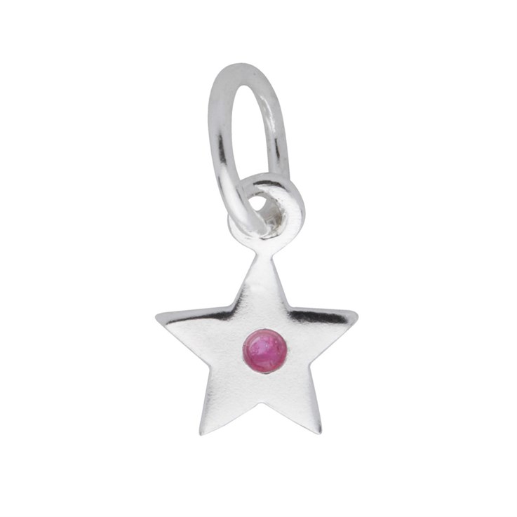 Ruby Star 8mm Charm Pendant Sterling Silver