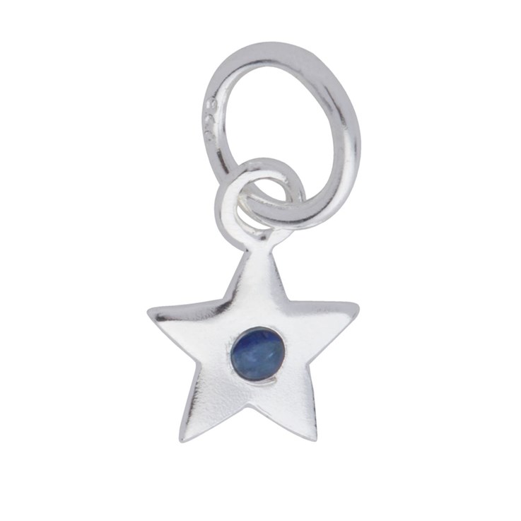 Sapphire Star 8mm Charm Pendant Sterling Silver