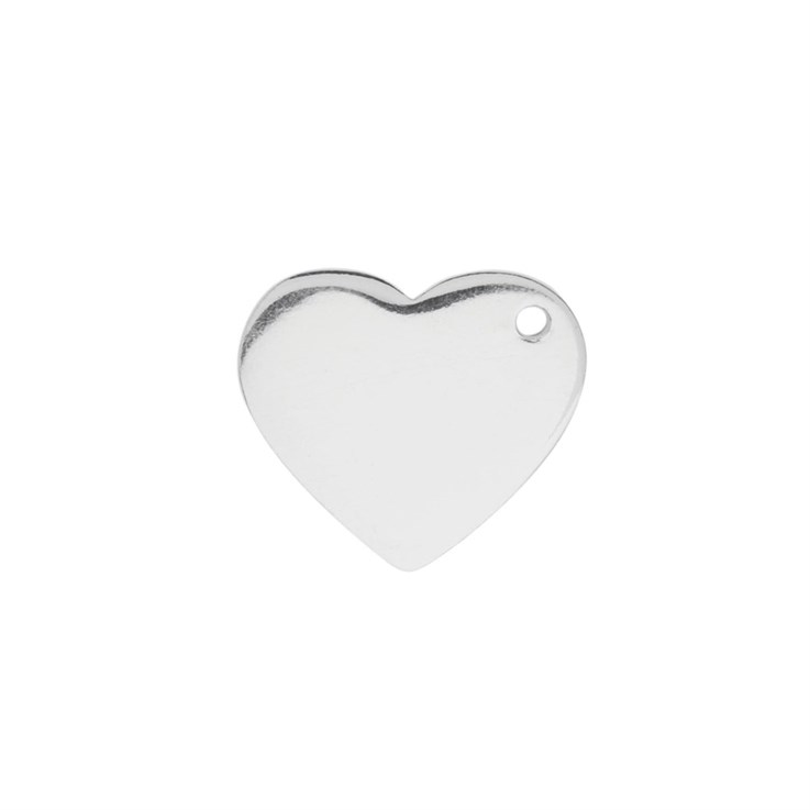 Offset Heart Tag 10mm Charm Pendant Sterling Silver