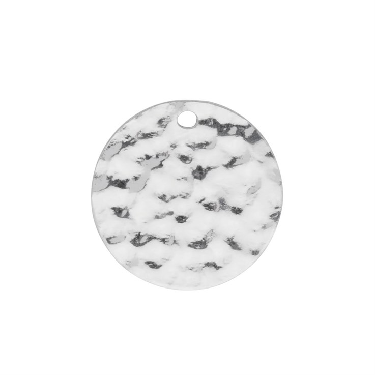 Hammered Disc 14mm Sterling Silver