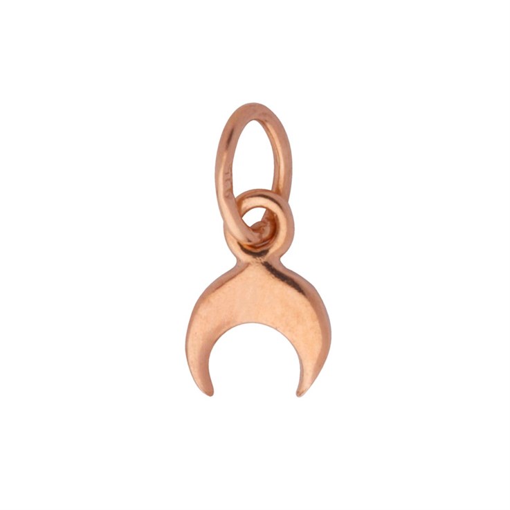 Tiny Crescent Moon Charm Pendant Rose Gold Plated Sterling Silver Vermeil