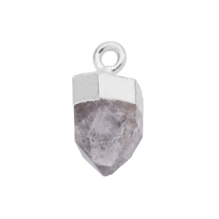 Herkimer Diamond Raw Gemstone Pendant/Dropper 8-10mm Birthstone April Sterling Silver Electroplated