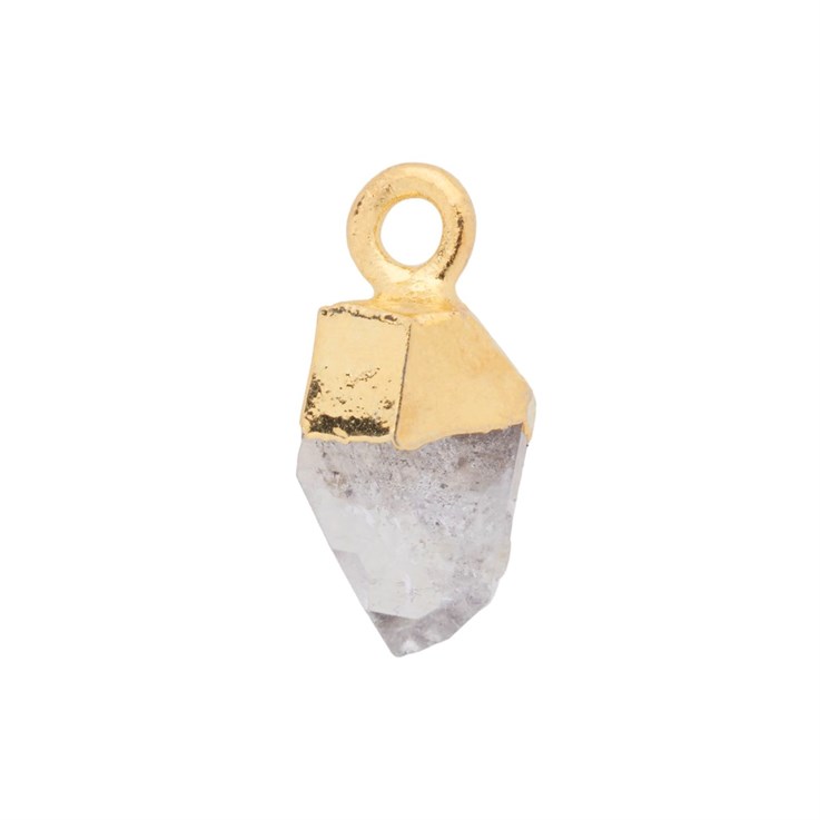 Herkimer Diamond Raw Gemstone Pendant/Dropper 8-10mm Birthstone April 18ct Gold Electroplated