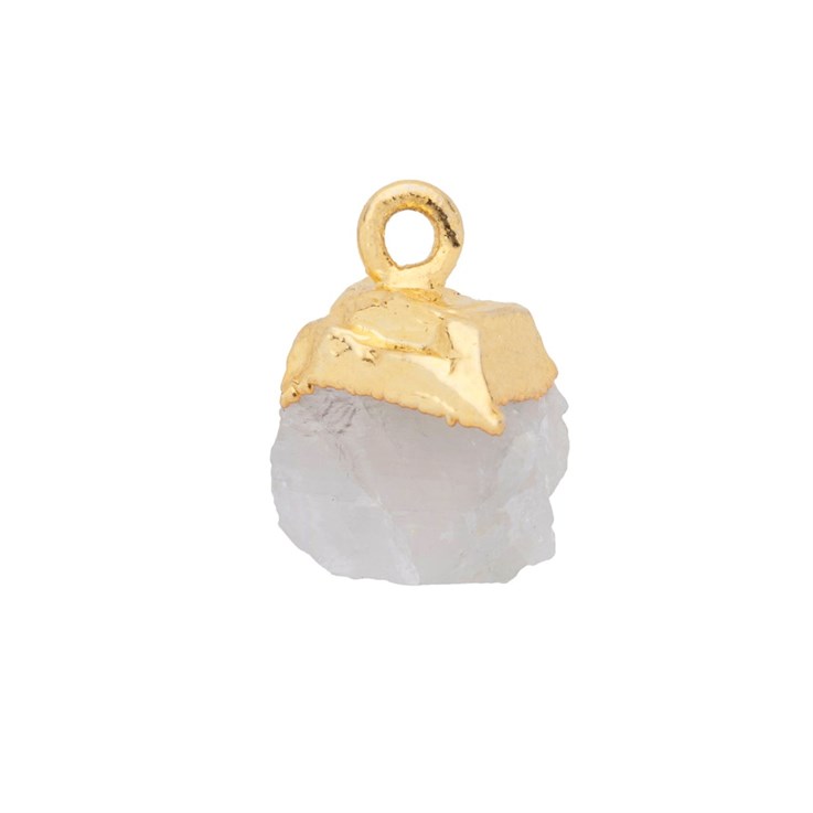 Moonstone Raw Gemstone Pendant/Dropper 8-10mm Birthstone June 18ct Gold Electroplated