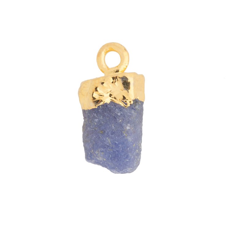 Blue Sapphire Raw Gemstone Pendant/Dropper 8-10mm Birthstone September 18ct Gold Electroplated