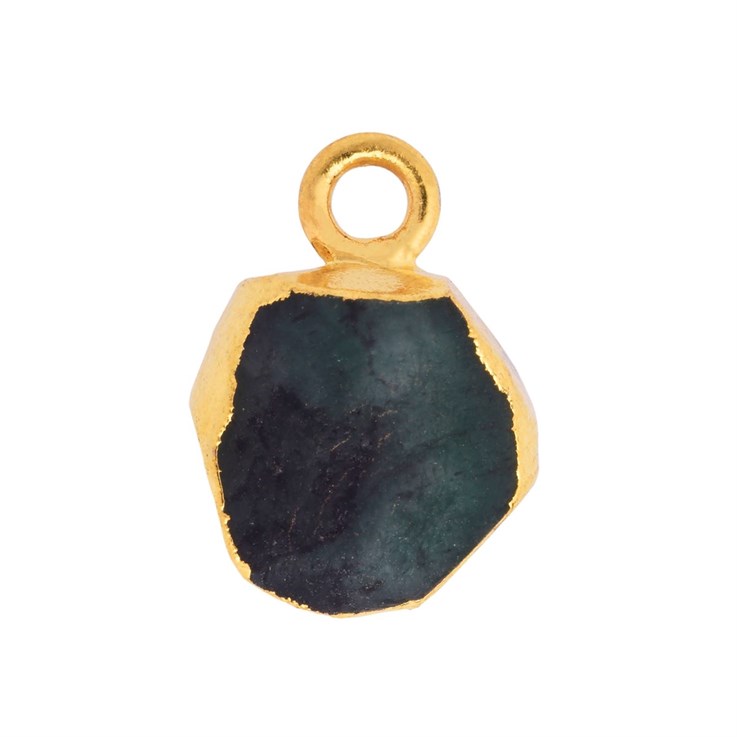 Emerald Gemstone Raw Edge 8-10mm Pendant/Dropper 18ct Gold Electroplated