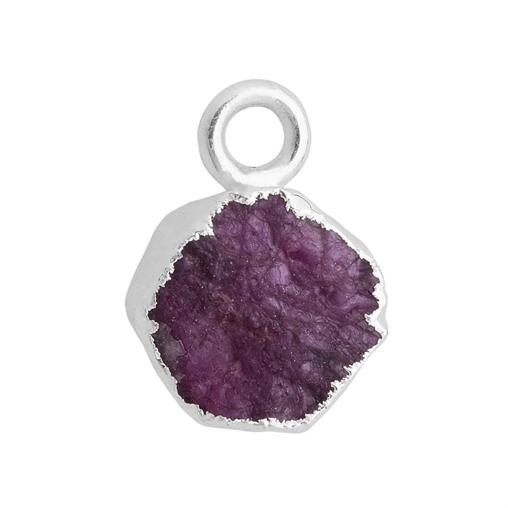 Ruby Gemstone Raw Edge 8-10mm Pendant/Dropper Sterling Silver Electroplated