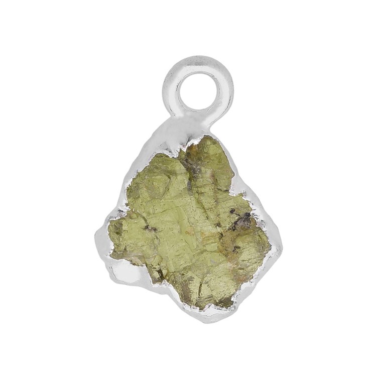 Peridot Gemstone Raw Edge 8-10mm Pendant/Dropper Sterling Silver Electroplated