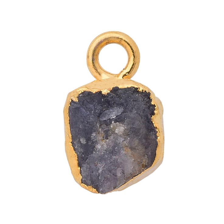 Blue Sapphire Gemstone Raw Edge 8-10mm Pendant/Dropper 18ct Gold Electroplated