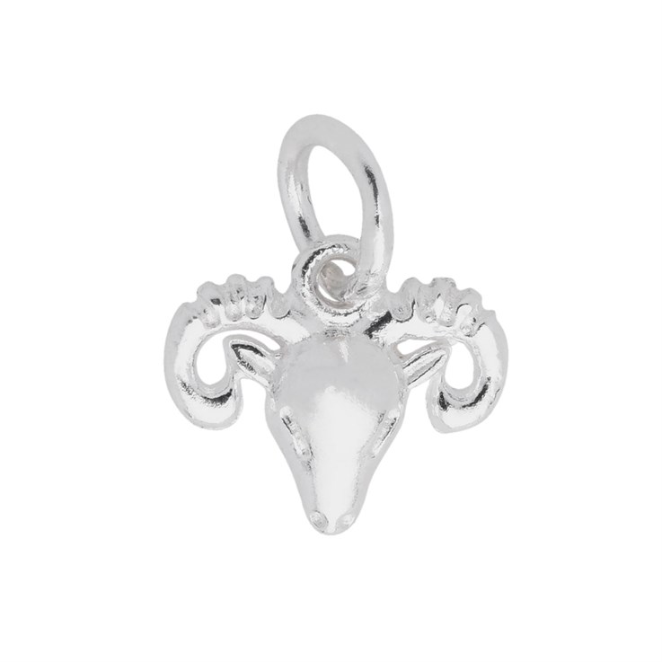 Aries  (The Ram)- Zodiac Sign Charm Pendant 10x9mm Sterling Silver