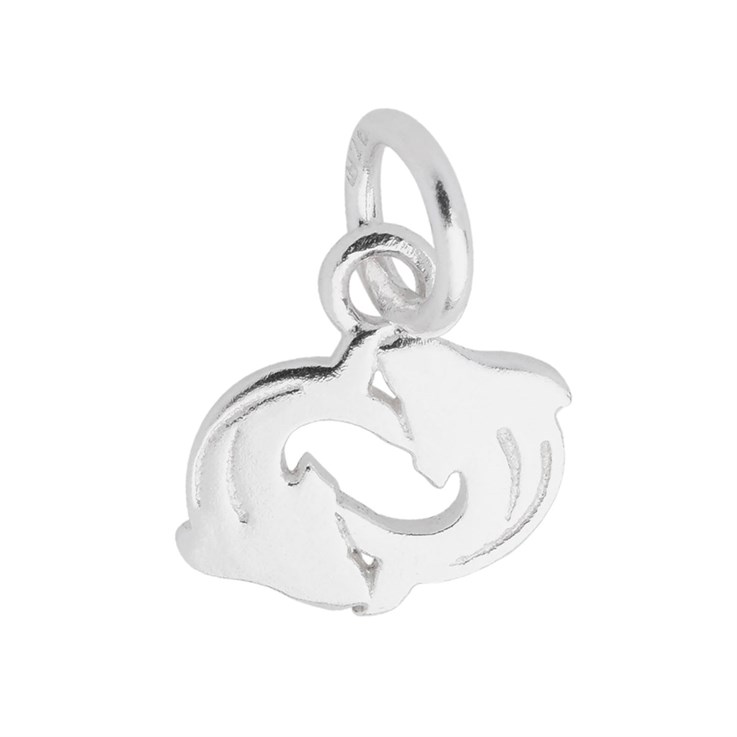 Pisces (The Fishes) - Zodiac Sign Charm/Pendant 10x9mm  Sterling Silver