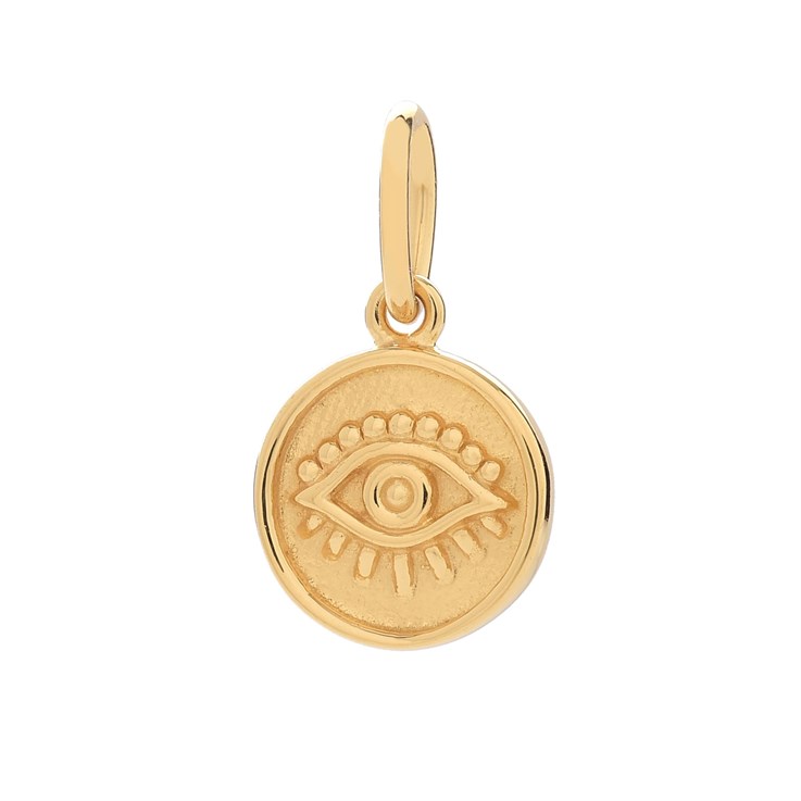 Evil Eye 8mm Disc Charm Pendant Gold Plated Sterling Silver Vermeil